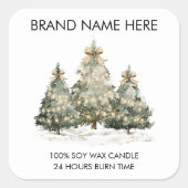 Festive Christmas Trees | Modern Candle Labels スクエアシール (正面)