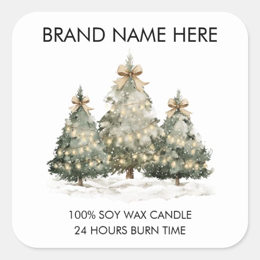 Festive Christmas Trees | Modern Candle Labels スクエアシール (正面)