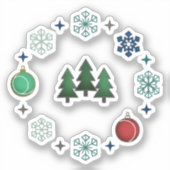 Festive Christmas Trees & Snowflakes シール (正面)