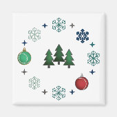 Festive Christmas Trees & Snowflakes マグネット (正面)