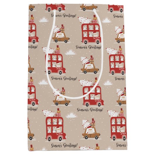 Festive Christmas Winter ミディアムペーパーバッグ (正面)