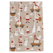 Festive Christmas Winter ミディアムペーパーバッグ (裏面)