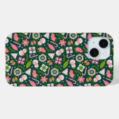 Festive Christmas Winter Holiday Pattern In Green  Case-Mate iPhoneケース (裏面 (横))