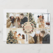 Festive Christmas Wreath 4 Photo Happy シーズンカード (正面)