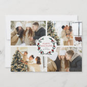Festive Christmas Wreath 4 Photo Happy シーズンカード (正面)