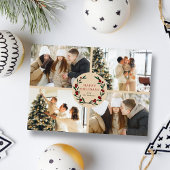 Festive Christmas Wreath 4 Photo Happy シーズンカード