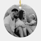 Festive Christmas Wreath Custom Initial and Photo セラミックオーナメント (裏面)