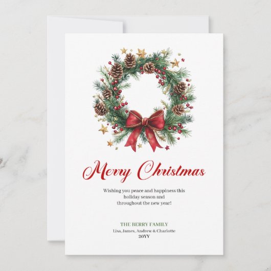 Festive Christmas Wreath Greeting Digital Template シーズンカード (正面)