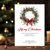 Festive Christmas Wreath Greeting Digital Template シーズンカード
