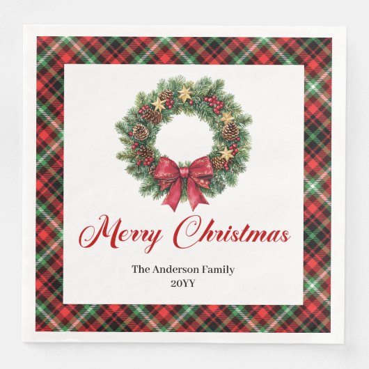 Festive Christmas Wreath in Red Green Plaid (正面)
