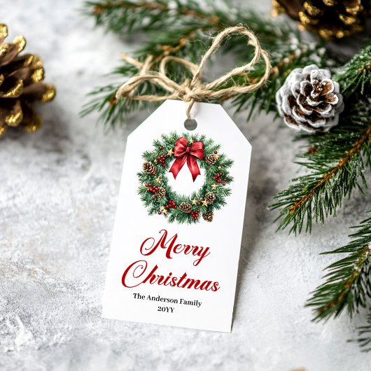 Festive Christmas Wreath Personalized Tags ギフトタグ