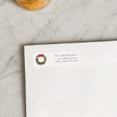 Festive Christmas Wreath Return Address Label ラベル