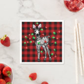 Festive Christmas Zebra, xmas wreath, red plaid スタンダードカクテルナプキン (インサイチュ)