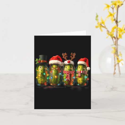 Festive Ckle Jar Meme Christmas Lights Santa Hat X カード (黄色い花)