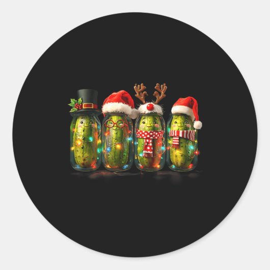 Festive Ckle Jar Meme Christmas Lights Santa Hat X ラウンドシール (正面)