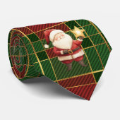 Festive Classic Red Green Gold Tartan Santa Claus ネクタイ (ロール)