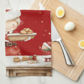 Festive Classic Red Mrs Claus Christmas Baking キッチンタオル (四つ折り)