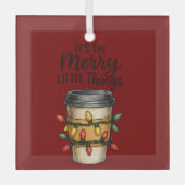Festive Coffee Cup Christmas Sticker ガラスオーナメント (正面)
