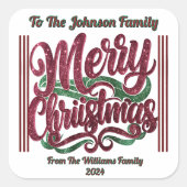 Festive Colorful Christmas Greetings スクエアシール (正面)