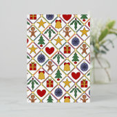 Festive Colorful & Gold Christmas Symbols 箔シーズンカード (立ち正面)