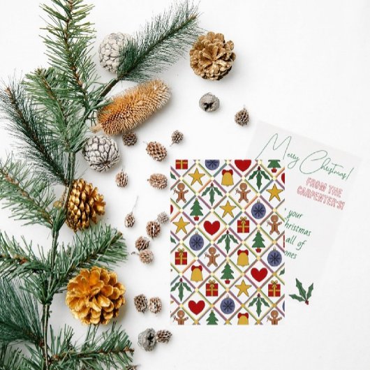 Festive Colorful & Gold Christmas Symbols 箔シーズンカード