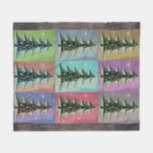 Festive Colorful Retro Personalized Xmas Trees フリースブランケット (正面(横))