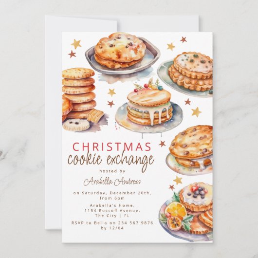 Festive Cookie Exchange Christmas Party 招待状 (正面)