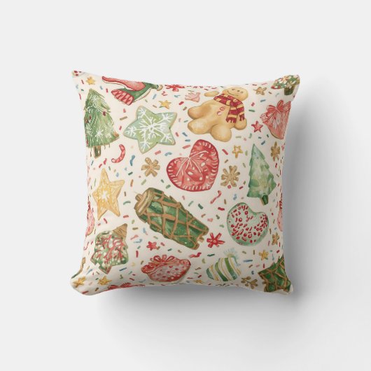 Festive Cookie Parade Pattern | Holiday Cookies クッション (正面)