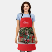  Festive Cornish Rex Cat Christmas Personalized  エプロン (着用した状態)
