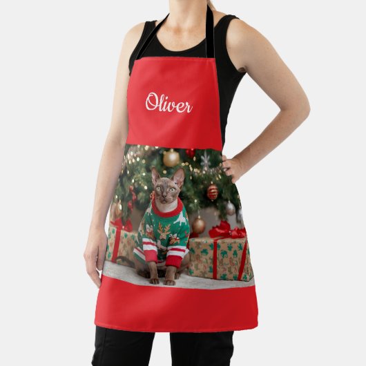  Festive Cornish Rex Cat Christmas Personalized  エプロン (インサイチュ)
