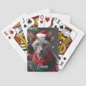 Festive Cornish Rex Cat Christmas Personalized  トランプ (裏面)