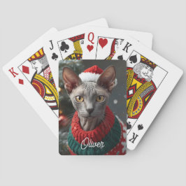 Festive Cornish Rex Cat Christmas Personalized  トランプ