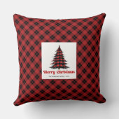 Festive Cottage Buffalo Plaid Name Throw Pillow クッション (裏面)