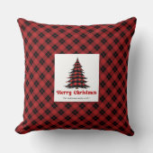 Festive Cottage Buffalo Plaid Name Throw Pillow クッション (正面)
