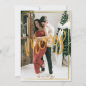 Festive Couple Christmas  - Modern Framed Merry シーズンカード (正面)
