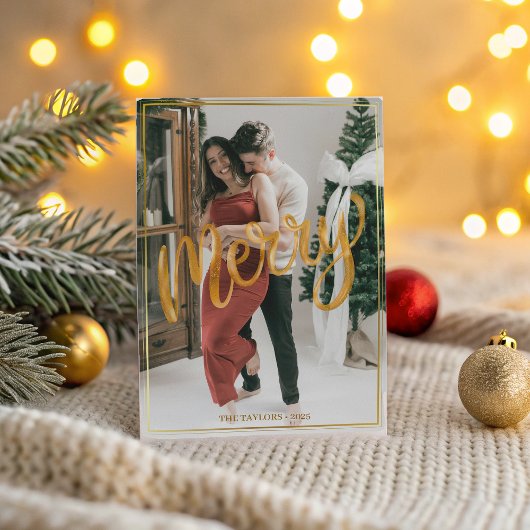 Festive Couple Christmas  - Modern Framed Merry シーズンカード