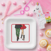 Festive Couple Christmas Party ペーパープレート (パーティー)