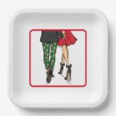 Festive Couple Christmas Party ペーパープレート (正面)