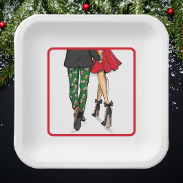 Festive Couple Christmas Party ペーパープレート