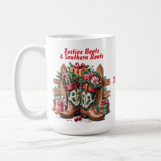 Festive Cowboy Boots Mug コーヒーマグカップ (左)