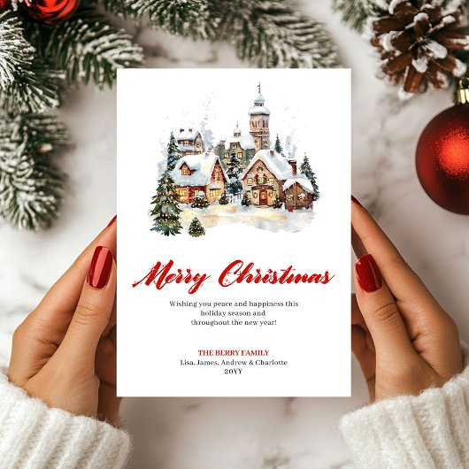 Festive Cozy Christmas Scene Greeting Card シーズンカード