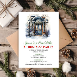 Festive cozy Christmas scene party invitation 招待状