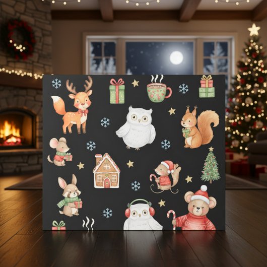Festive Critters Holiday Gift Wrap ラッピングペーパー