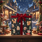 Festive Critters Holiday Gift Wrap ラッピングペーパー