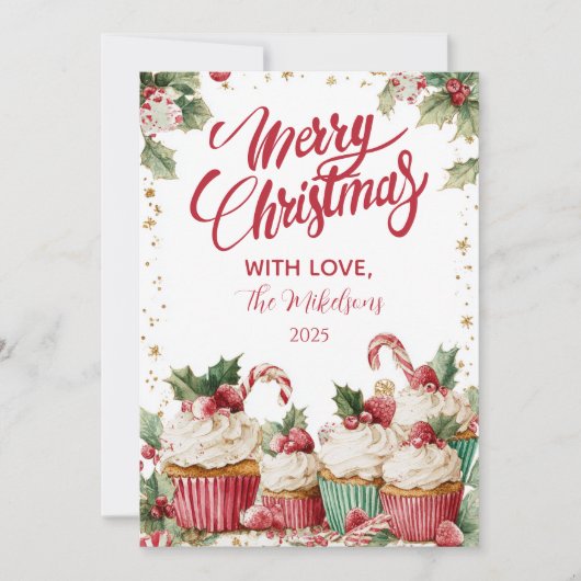 Festive Cupcake Candy Cane シーズンカード (正面)