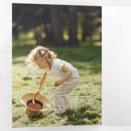 Festive Custom Merry Christmas Script Photo 三つ折りカード (内部最初)