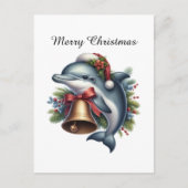 Festive customizable dolphin Merry Christmas シーズンポストカード (正面)