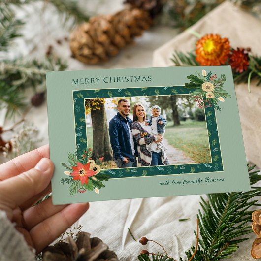 Festive Cute Christmas Floral 1 Photo  シーズンカード