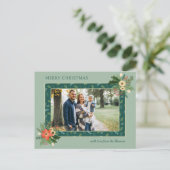 Festive Cute Christmas Floral 1 Photo シーズンポストカード (スタンド正面)