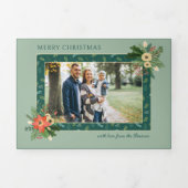 Festive Cute Christmas Floral 1 Photo 三つ折りクリスマスカード (カバー)